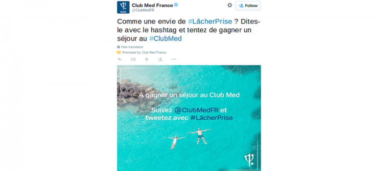 Tendance sponsorisée Club Med, branding et concours